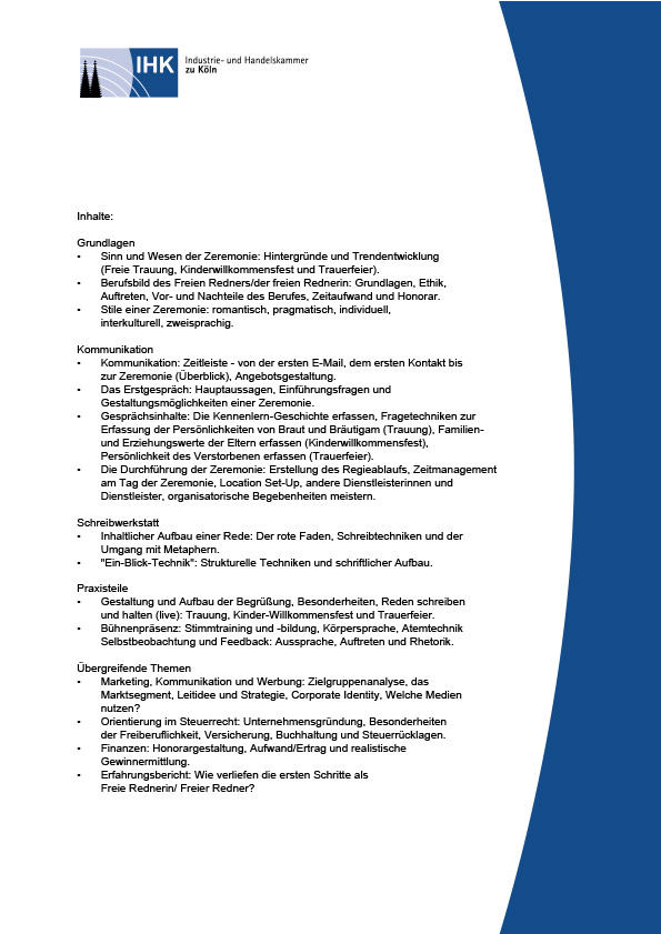 Zertifikat von Uwe Schmitz | Freier Trauredner, Trauerredner und Redner auf Kinderwillkommensfesten und Jubiläumshochzeiten in Bonn, Köln und NRW, signiert von Martin Lieske, Johanna Lieske und Heike Probst
